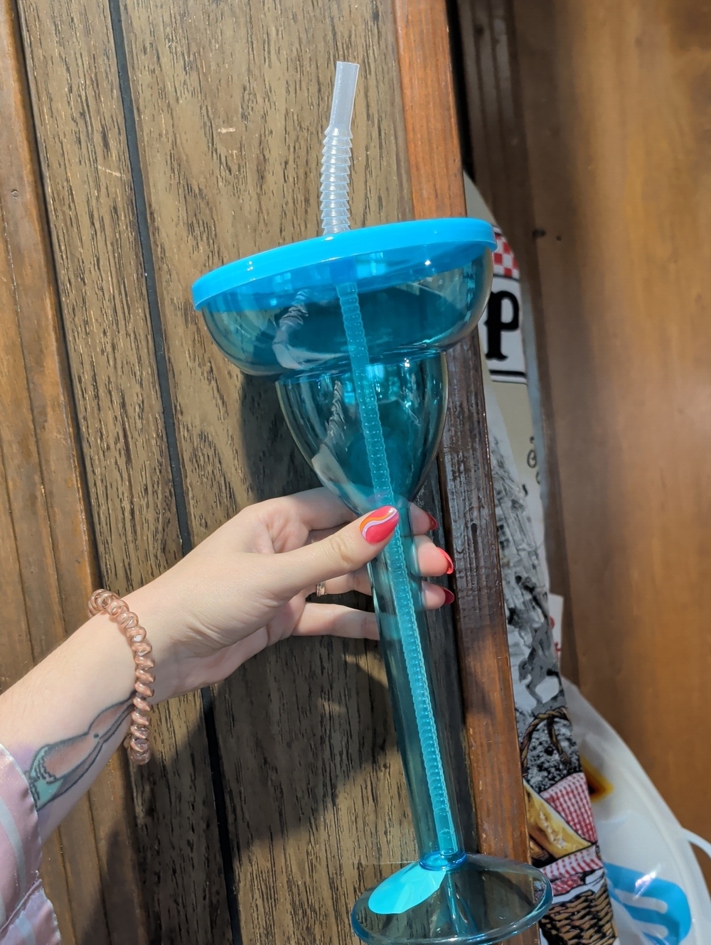 Tall Blue Acrylic Margarita Cup with Lid & Straw